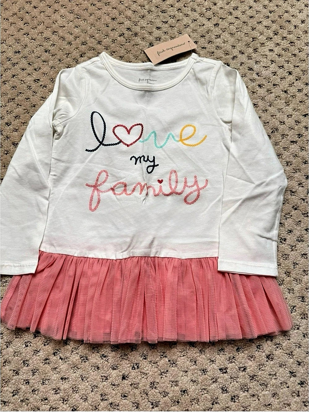 NWT First Impressions Girls White & Pink Long Sleeve Shirt. 4T